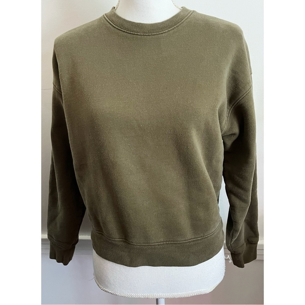 Girlfriend Collective • Forest Olive Green Sweatshirt Crew Neck - Picture 5 of 7